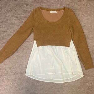 Women's Tan and White Layered Top